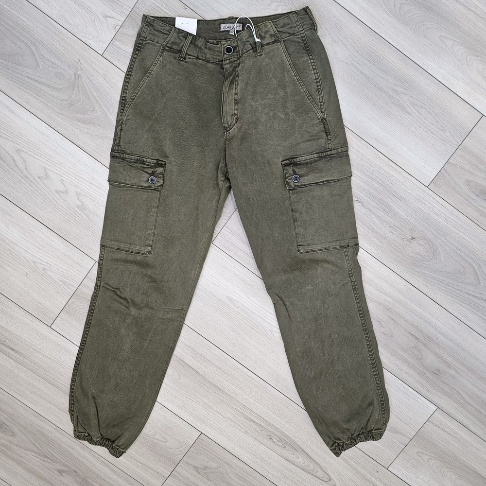 Dear John Denim Cargo Palm Green Olive Pants Joggers Womenes Size 27 NWT - Picture 2 of 11
